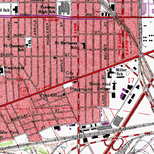 Topographic Map of Dearborn, MI