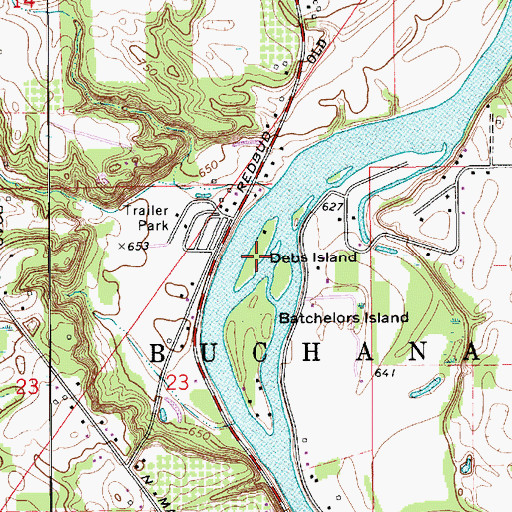 Topographic Map of Debs Island, MI