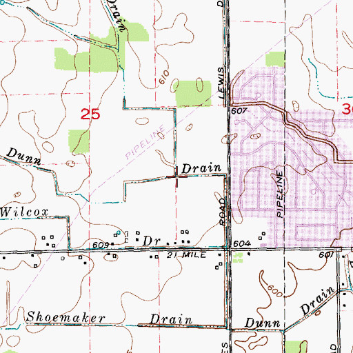 Topographic Map of Decker Drain, MI