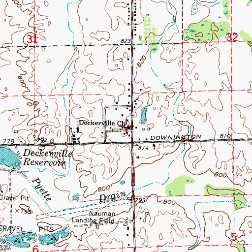 Topographic Map of Deckerville Church, MI