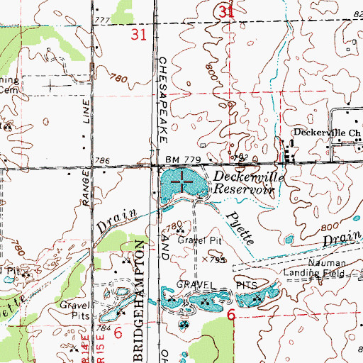 Topographic Map of Deckerville Reservoir, MI