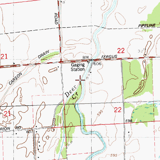 Topographic Map of Deer Creek, MI