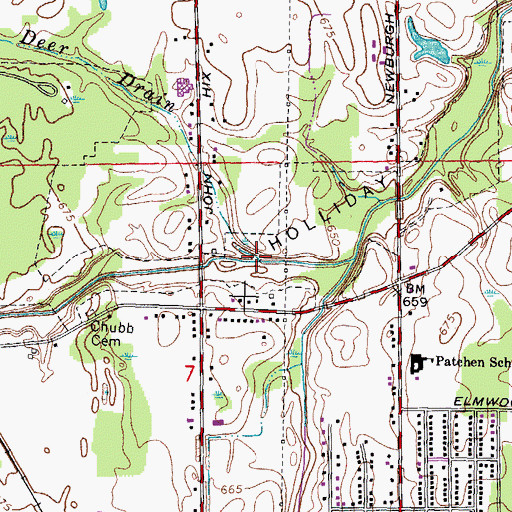 Topographic Map of Deer Drain, MI