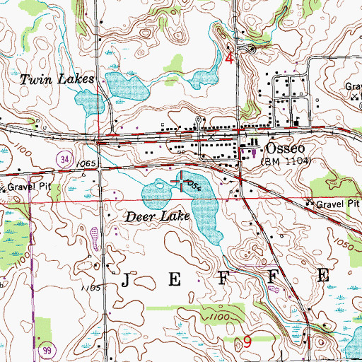 Topographic Map of Deer Lake, MI