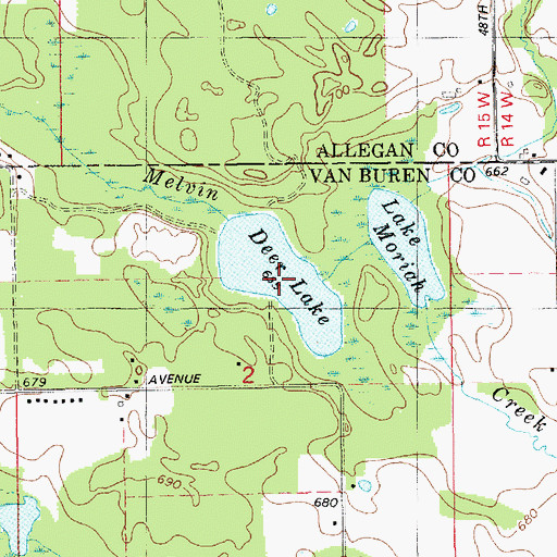 Topographic Map of Deer Lake, MI