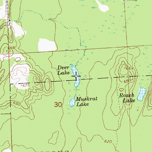 Topographic Map of Deer Lake, MI