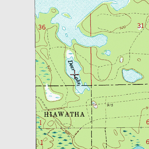 Topographic Map of Deer Lake, MI