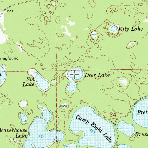 Topographic Map of Deer Lake, MI