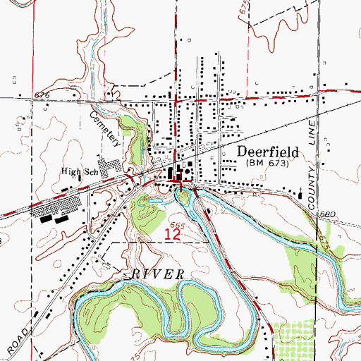 Topographic Map of Deerfield, MI