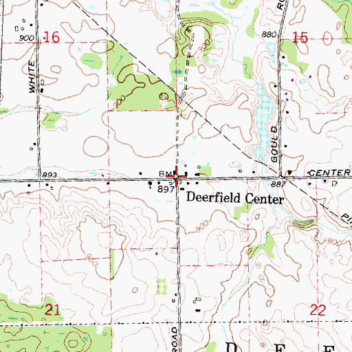Topographic Map of Deerfield Center, MI