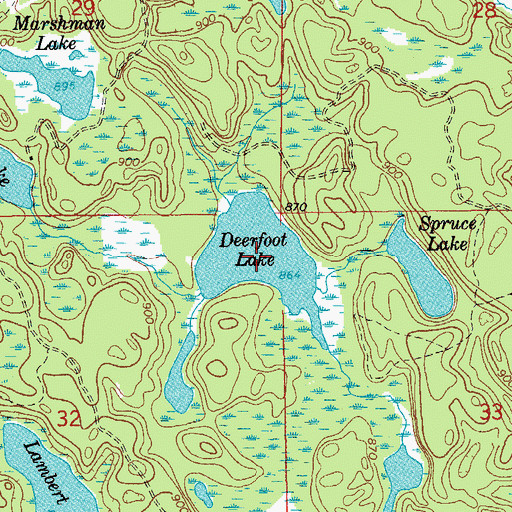 Topographic Map of Deerfoot Lake, MI