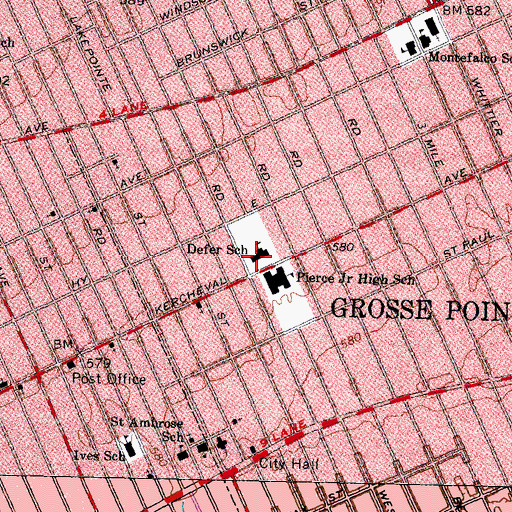 Topographic Map of Defer School, MI