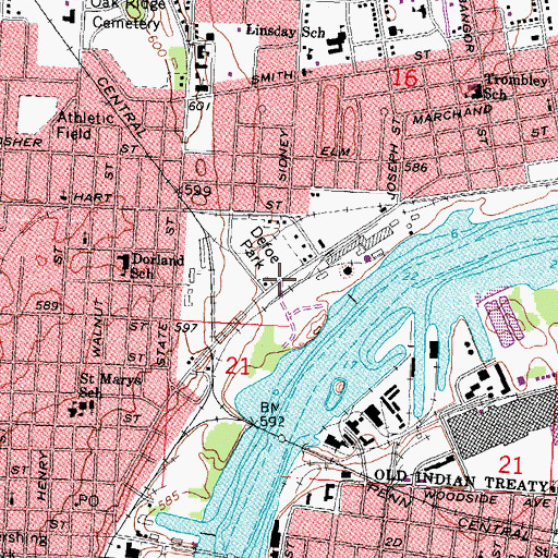 Topographic Map of Defoe Park, MI