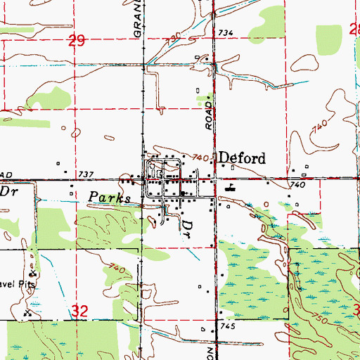 Topographic Map of Deford, MI