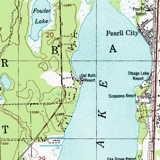 Topographic Map of Del Ruth Resort, MI