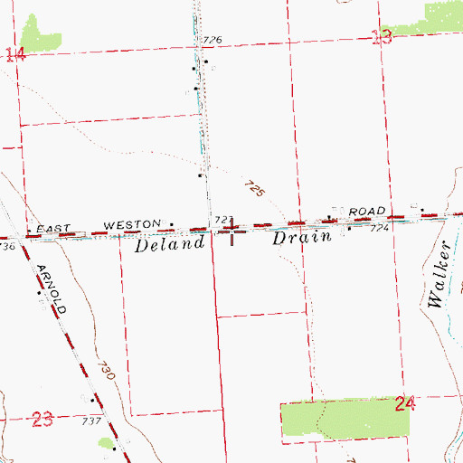 Topographic Map of Deland Drain, MI
