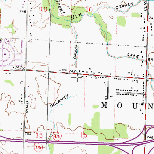 Topographic Map of Delaney Drain, MI