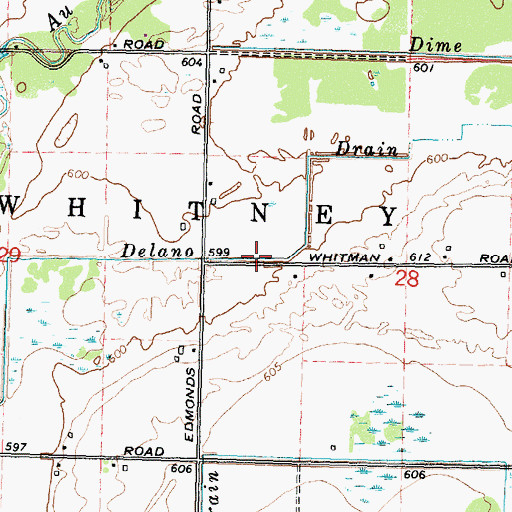 Topographic Map of Delano Drain, MI