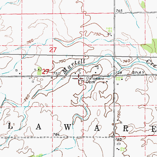 Topographic Map of Delaware Cemetery, MI