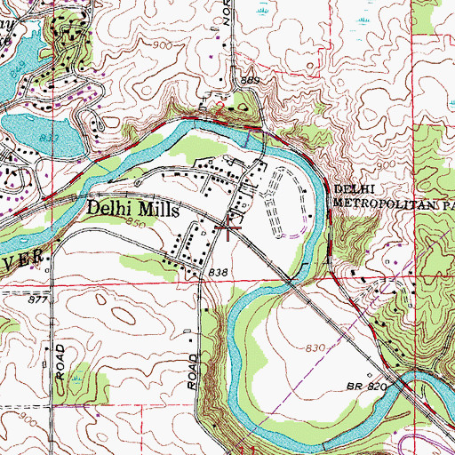 Topographic Map of Delhi Mills, MI