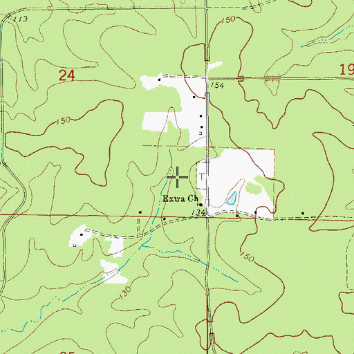 Topographic Map of Extra Cemetery, AR