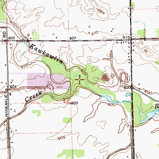 Topographic Map of Dell Creek, MI