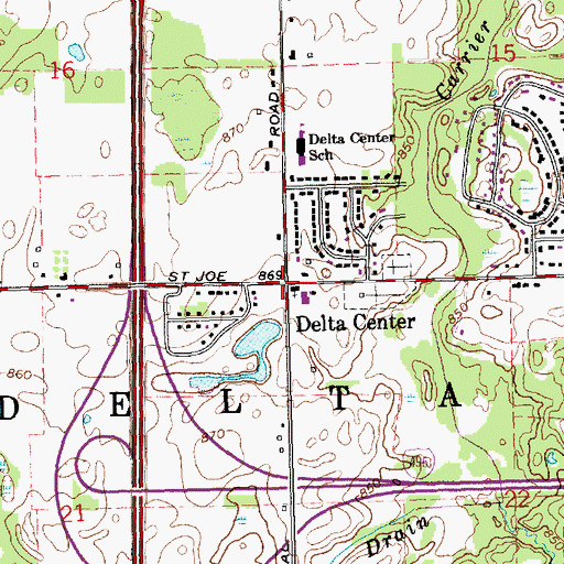 Topographic Map of Delta Center, MI