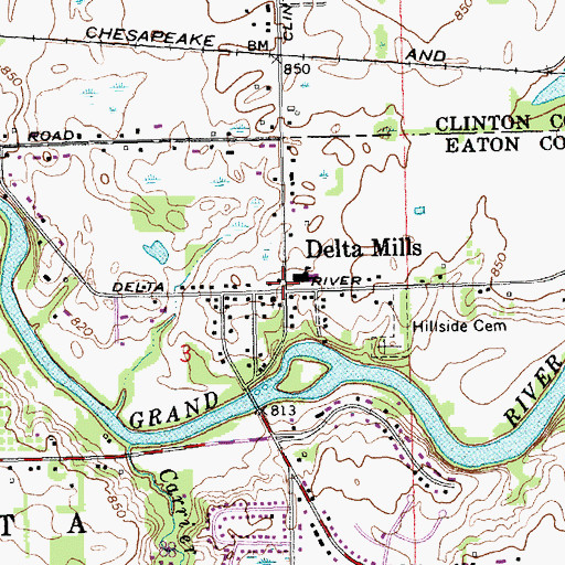 Topographic Map of Delta Mills, MI