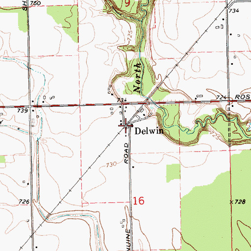 Topographic Map of Delwin, MI