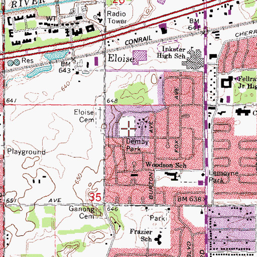 Topographic Map of Demby Park, MI