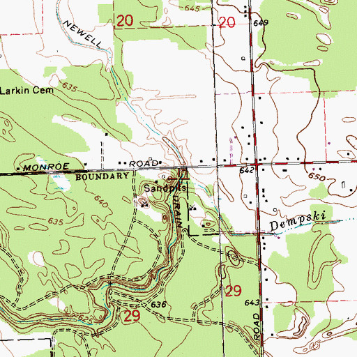 Topographic Map of Dempski Drain, MI