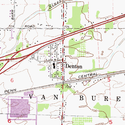 Topographic Map of Denton, MI