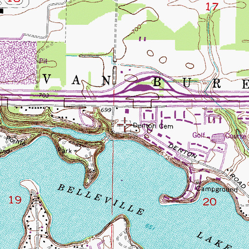 Topographic Map of Denton Cemetery, MI