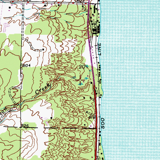 Topographic Map of Denton Creek, MI