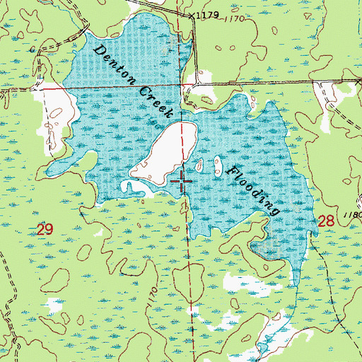 Topographic Map of Denton Creek Flooding, MI