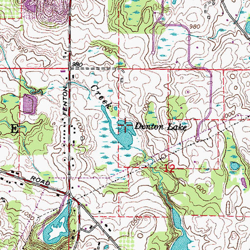 Topographic Map of Denton Lake, MI