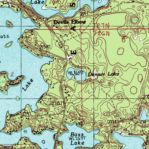 Topographic Map of Denzer Lake, MI