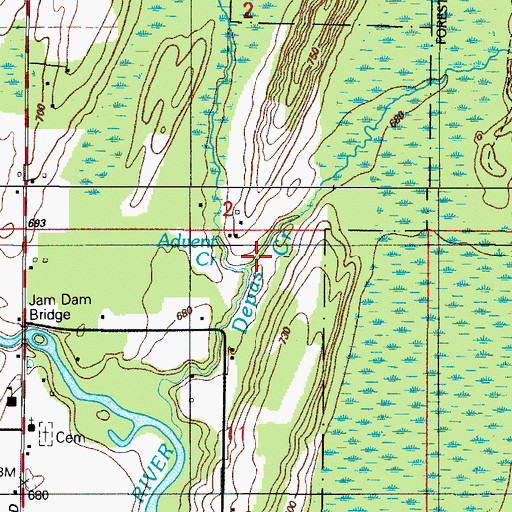 Topographic Map of Depas Creek, MI