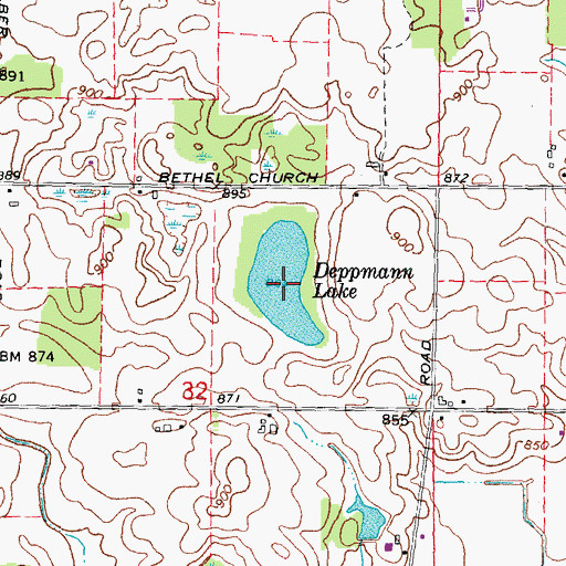 Topographic Map of Deppmann Lake, MI