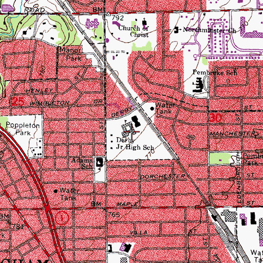 Topographic Map of Derby Junior High School, MI
