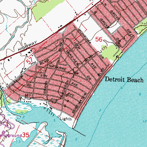 Topographic Map of Detroit Beach, MI