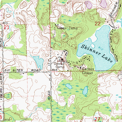 Topographic Map of Detroit Camp, MI
