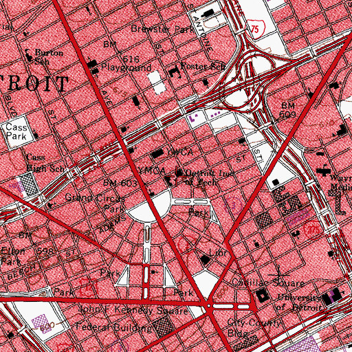Topographic Map of Detroit Institute of Technology, MI