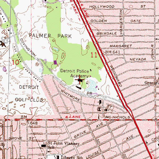 Topographic Map of Detroit Police Academy, MI