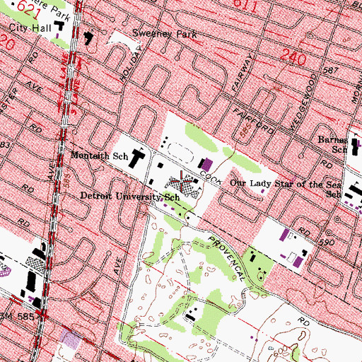 Topographic Map of Detroit University School, MI