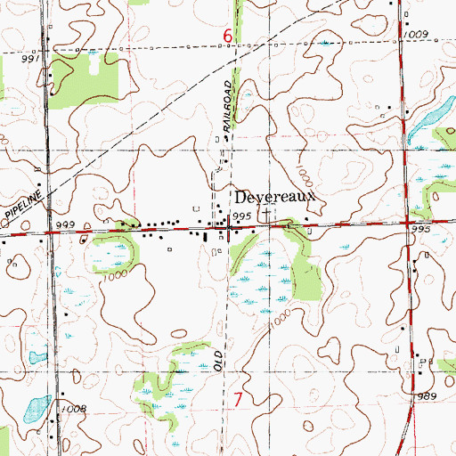 Topographic Map of Devereaux, MI