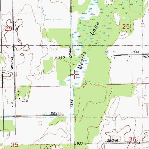 Topographic Map of Devils Lake, MI