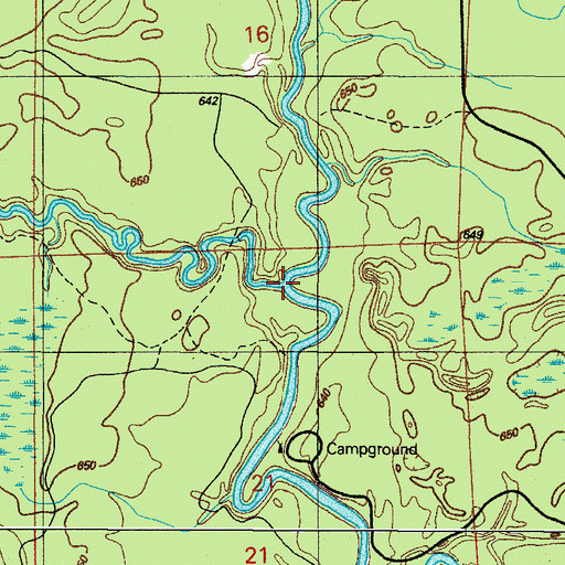 Topographic Map of Devils Creek, MI