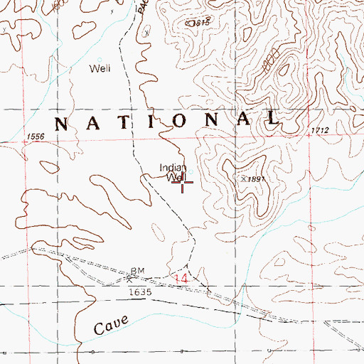 Topographic Map of Indian Well, AZ