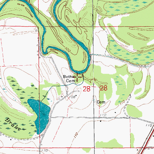 Topographic Map of Bethel Church (historical), AR